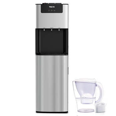 VECYS Bottom Loading 3 5 Gallon Water Dispenser, Hot Cold Room Temper Water Cooler with Child Safety Lock, 304 Stainless Steel Reservoirs and Water Intake Tube