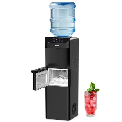 VECYS 3 in 1 Water Dispenser with Ice Maker, 22LBS Daily Ice Making and Hot Cold Water Supply, Child Safety Lock and Compatible with 3 or 5 Gallon Bottles