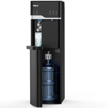 VECYS Bottom Loading Ice Maker Self-Clean Hot Cold Water Dispenser for 5 Gallon Bottle, 22LBS Daily Ice Making, Child Safety Lock