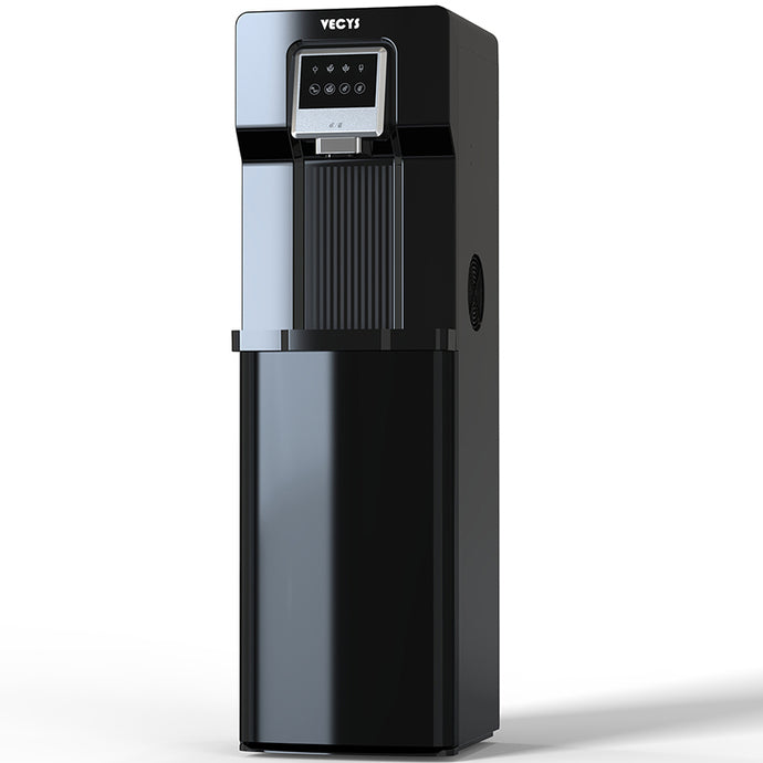 VECYS Water Dispenser with Ice Maker, 26LBS Daily Ice Making and Cold Water Supply, Bottom Loading Cooler Compatible with 3 or 5 Gallon Bottles, Ideal for Home and Office (No Hot Water)