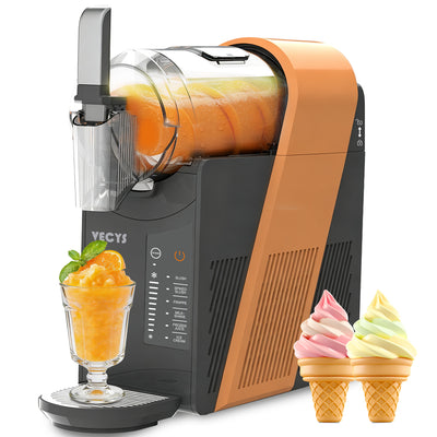 VECYS 6-in-1 Slushie Machine & Frozen Drink Maker for Home, with Medical-Grade High-Impact Jar (BPA-Free), 10 Level Texture Control, 60-Min Fast Freeze, 50.7 fl oz, Orange