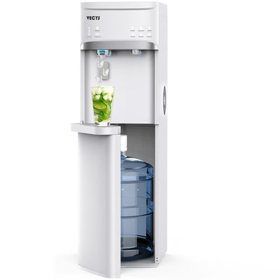 VECYS Bottom Loading Ice Maker Self-Clean Hot Cold Water Dispenser for 5 Gallon Bottle, 22LBS Daily Ice Making, Child Safety Lock, Ideal for Home and Office