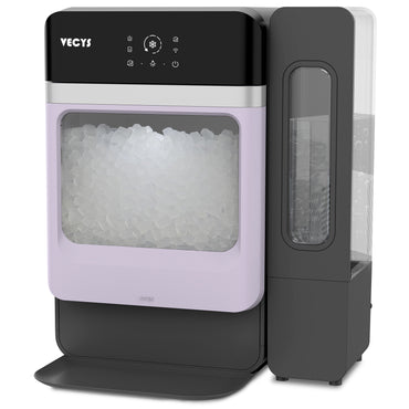 VECYS Nugget Ice Maker, 33LBS/Day Countertop Ice Machine, Self-Cleaning Portable Pellet Ice Maker with Stainless Steel Trim, 3.8L Side Water Tank, Chewable Sonic Ice for Home, Office, Bar