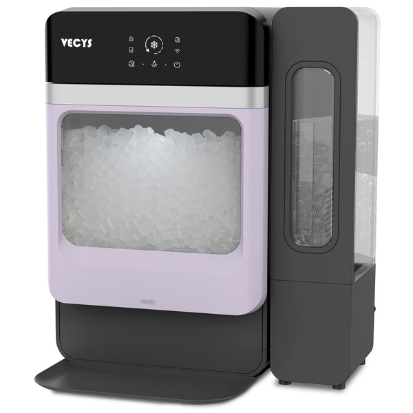 VECYS Nugget Ice Maker, 33LBS/Day Countertop Ice Machine, Self-Cleaning Portable Pellet Ice Maker with Stainless Steel Trim, 3.8L Side Water Tank, Chewable Sonic Ice for Home, Office, Bar