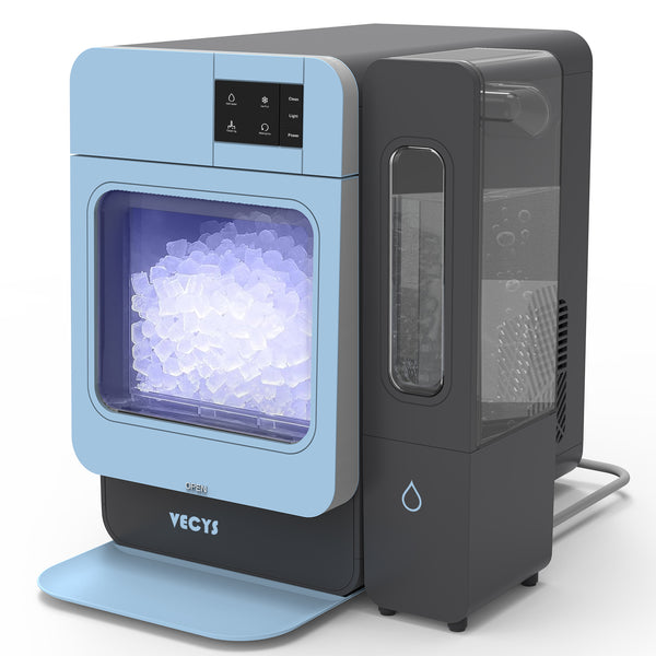 VECYS Nugget Countertop Ice Maker W/Side Tank, 44LBS Daily Ice Making Capacity, Portable Design Nugget Ice Maker Machine with Self-Clean Function