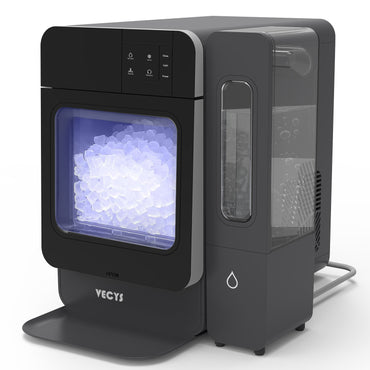 VECYS Nugget Countertop Ice Maker W/Side Tank, 33LBS Daily Ice Making Capacity, Portable Design Nugget Ice Maker Machine with Self-Clean Function