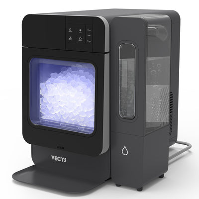 VECYS Nugget Countertop Ice Maker W/Side Tank, 33LBS Daily Ice Making Capacity, Portable Design Nugget Ice Maker Machine with Self-Clean Function