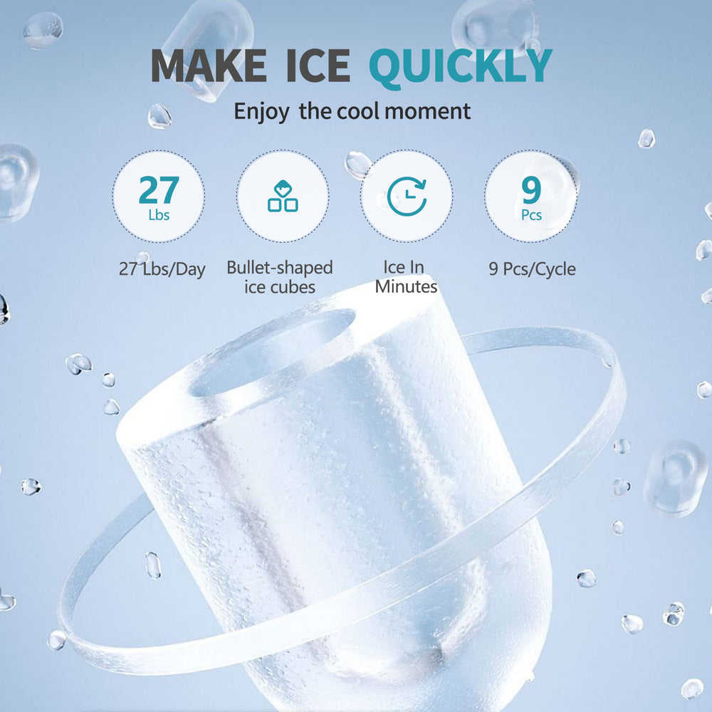 VECYS Hot and Cold Water Dispenser with Ice Maker, 27LBS Daily Ice Making, Child Safety Lock and Compatible with 3 or 5 Gallon Bottles, Ideal for Home and Office, Black