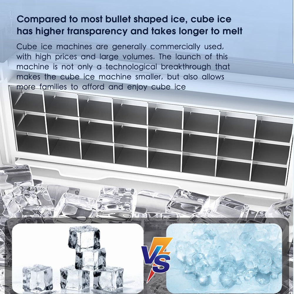 VECYS Cube Ice Maker, Premium Countertop Ice Machine 34LBS Daily Ice Making Capacity and Self-Clean Function with Ice Scoop and Basket, Black