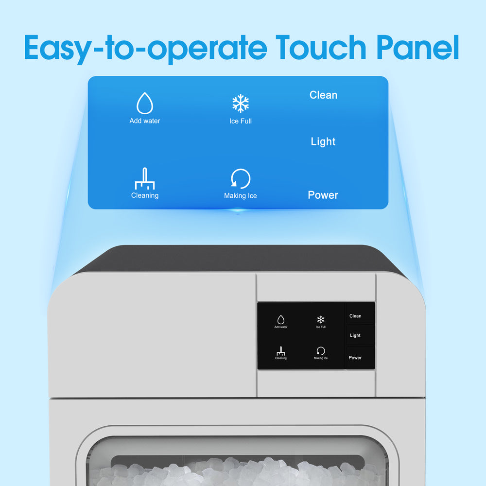 VECYS Nugget Countertop Ice Maker W/Side Tank, 33LBS Daily Ice Making Capacity, Portable Design Nugget Ice Maker Machine with Self-Clean Function