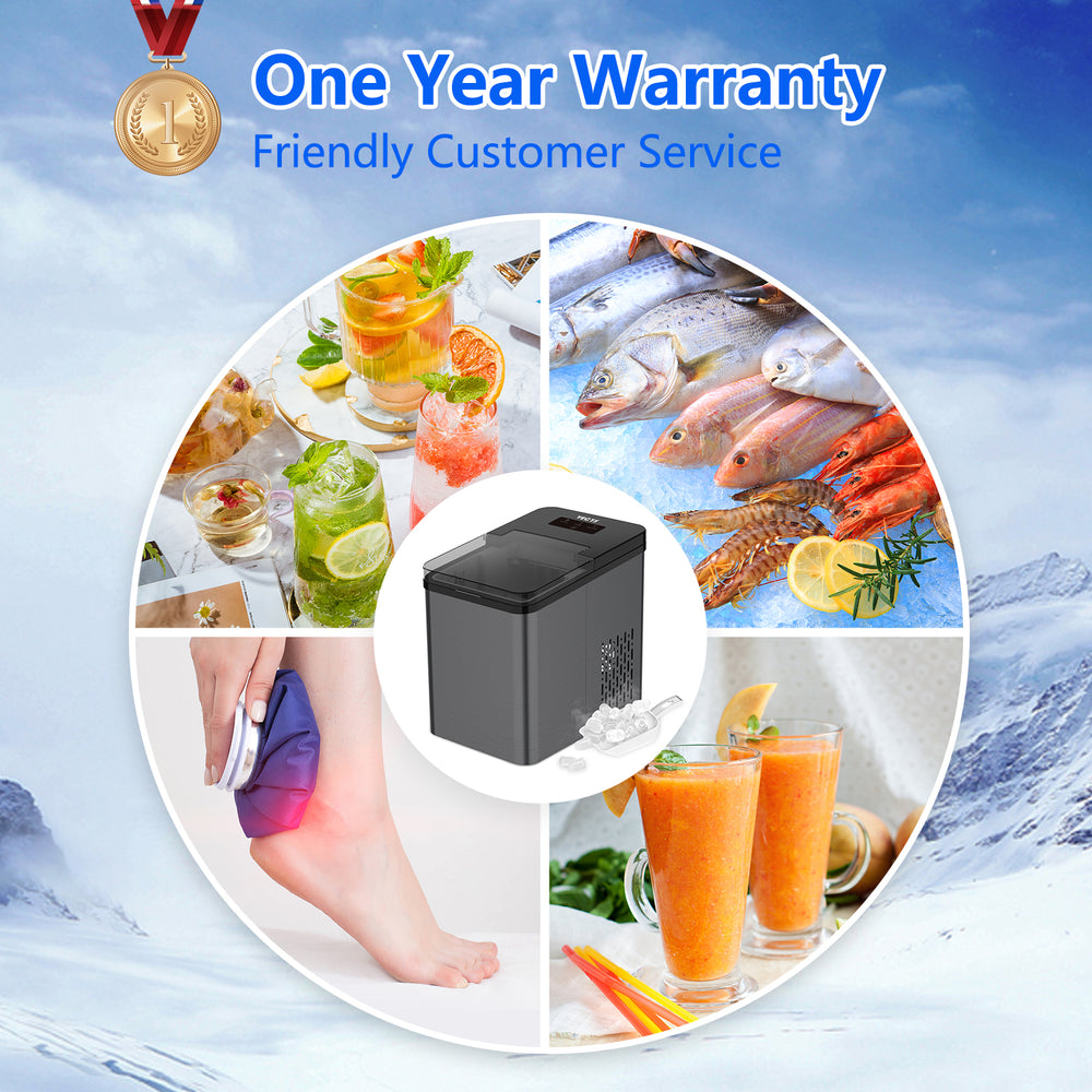 VECYS Upgraded Ice Maker, Premium Countertop Ice Machine 26LBS Daily Ice Making Capacity and Self-Clean Function with Ice Scoop and Basket, Black