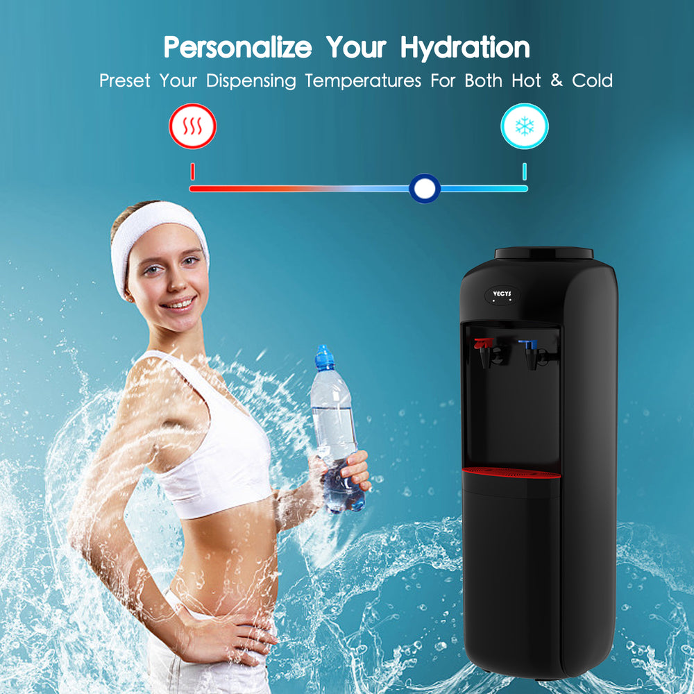 VECYS Hot and Cold Water Cooler Dispenser 3 or 5 Gallon with Child Safety Lock, Built-in Refrigerating Compressor and 304 Stainless Steel Reservior
