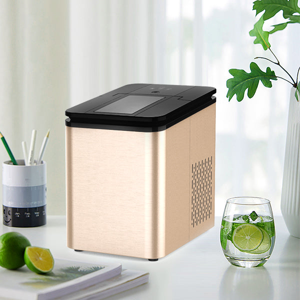 IKT Ice Maker, Counter Top Ice Making Machine with Ice Scoop and Bucket, 9 Ice Cubes Ready in 8 minutes, Makes 26.5 lbs in 24 hrs, Ice Machine for Home/Kitchen/Office/Bar