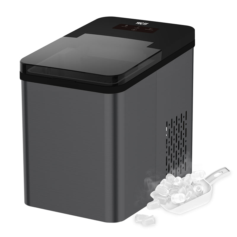 VECYS Upgraded Ice Maker IC1212, Stainless Steel Countertop Ice Machine 26LBS Daily Ice Making Capacity and Self-Clean Function with Ice Scoop and Basket, Black