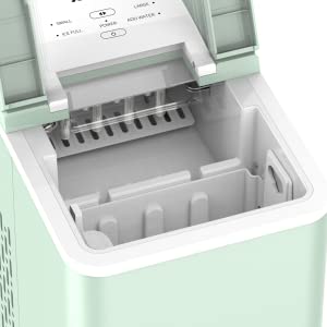 Ice Maker Countertop, 27lbs 24Hrs,2 Size(S/L),9 small Cubes Ready in 5.5mins, self-cleaning Electric Ice Maker Portable with Ice Scoop and Basket, Perfect for Home/Kitchen/Office/Bar,green
