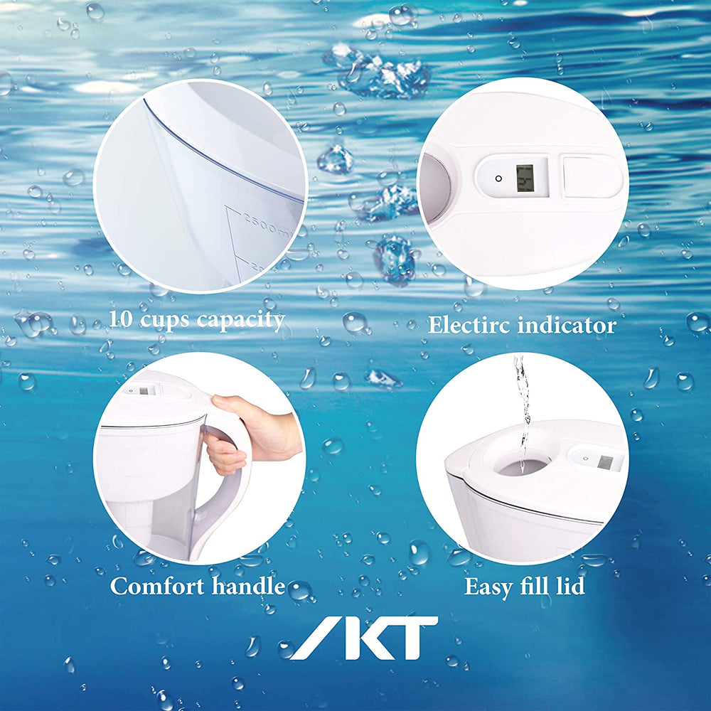 IKT Water Filter Pitcher for Drinking Water 10 Cup,Long-Lasting Filter Remove Lead, Chlorine,and Other 200+ Kinds,White