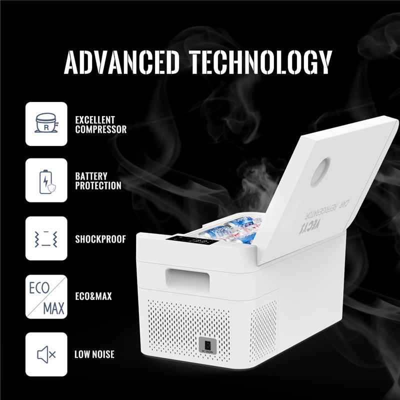 VECYS CR18 Car Refrigerator, Efficient 19 Quart(18 L) 12/24V DC / 100-240V AC Car Freezer -4℉-68℉, ECO/MAX Mode Switchable and 3-Level Battery Protection Fridge for RV, Truck, Boat, Outdoor and Home