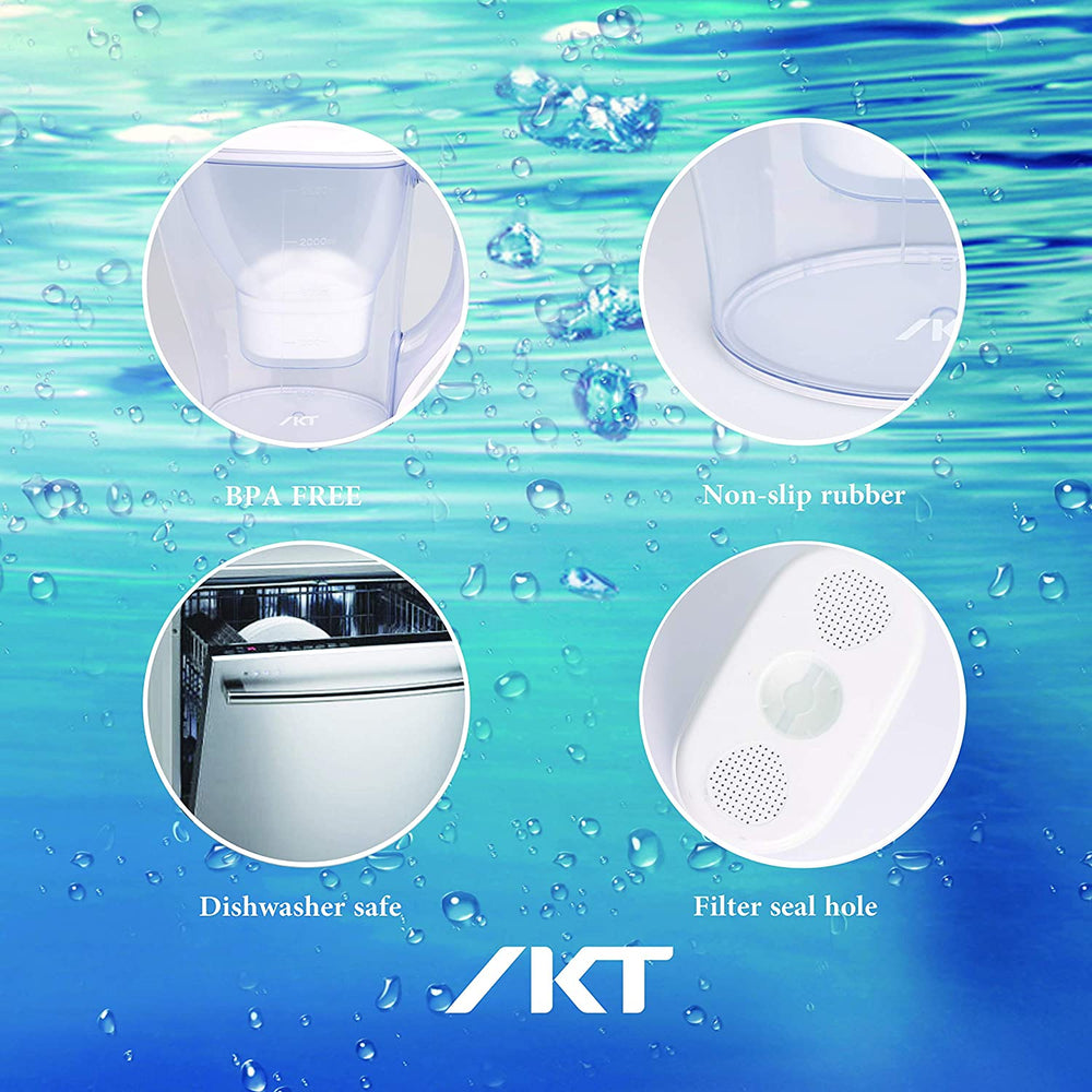 IKT Water Filter Pitchers for Drinking Water，Food Grade，BPA Free，Compact Design 10 Cups, Lower More Than 200 Kinds of Unhealthy substances